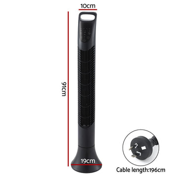 Devanti Tower Fan Oscillating 3 Speeds with Remote 91cm - RnR Galore