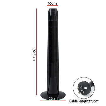 Devanti Tower Fan Oscillating 3 Speeds with Remote 93cm - RnR Galore