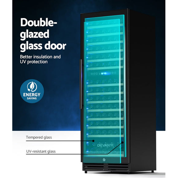 Devanti Wine Fridge Cooler Dual Zone 154 Bottles - RnR Galore