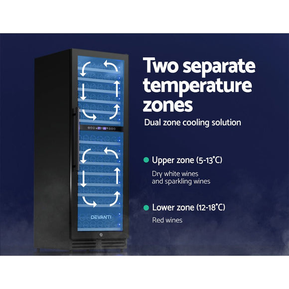 Devanti Wine Fridge Cooler Dual Zone 154 Bottles - RnR Galore