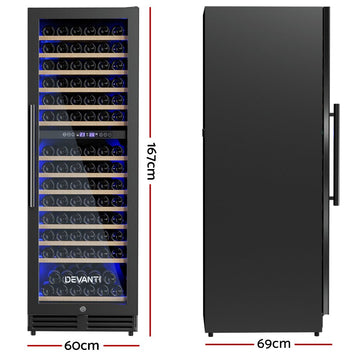 Devanti Wine Fridge Cooler Dual Zone 154 Bottles - RnR Galore