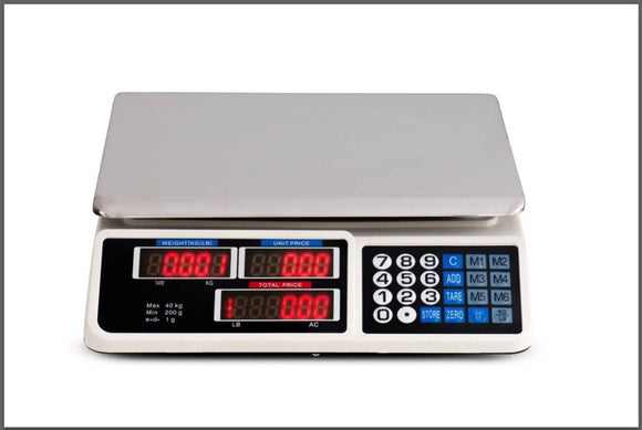 Digital Kitchen Scale Electronic 40KG 1g Increment White - RnR Galore
