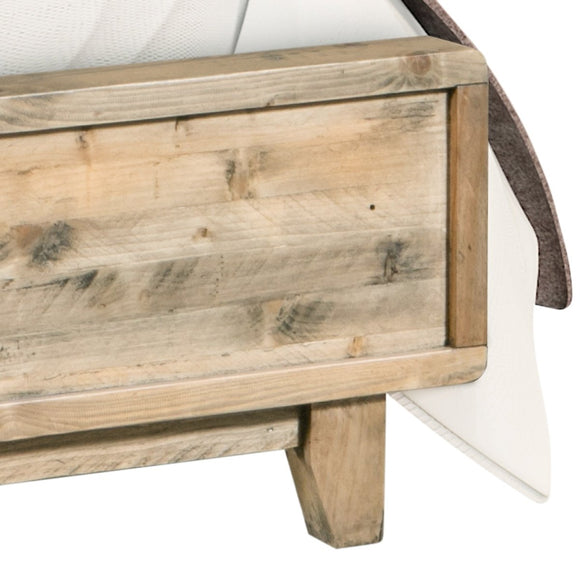 Double Size Wooden Bed Frame in Solid Wood Antique Design Light Brown - RnR Galore
