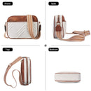 Double Zipper Brown Chic Quilted Crossbody Bag - Vintage PU Leather Shoulder Purse with Adjustable Strap - RnR Galore