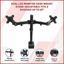 Dual LCD Monitor Desk Mount Stand Adjustable Fits 2 Screens Up To 27" - RnR Galore