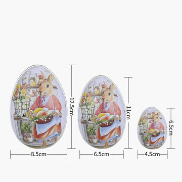 Easter Decorative Tin Egg Set of 3 Sizes with Vintage Rabbit Artwork for Home Display and Gift Giving(Style F) - RnR Galore