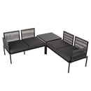 Eden 4 - Seater Outdoor Lounge Set with Coffee Table in Black - Stylish Textile and Rope Design - RnR Galore