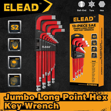 ELEAD 13Pc Extra Large Hex Key Set Long Allen Key Wrench Ball End SAE 5/64" - 3/4 - RnR Galore