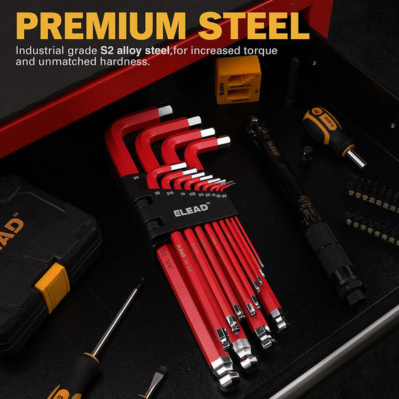 ELEAD 13Pc Extra Large Hex Key Set Long Allen Key Wrench Ball End SAE 5/64" - 3/4 - RnR Galore