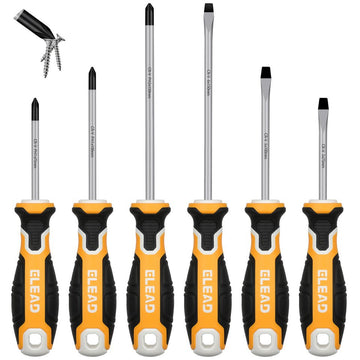 ELEAD 6Pcs Magnetic Screwdriver Set Phillips Slotted Non - Slip Handle Crv - RnR Galore