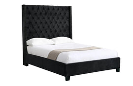 Ella Black Velvet Winged Bed 180cm - Queen - RnR Galore