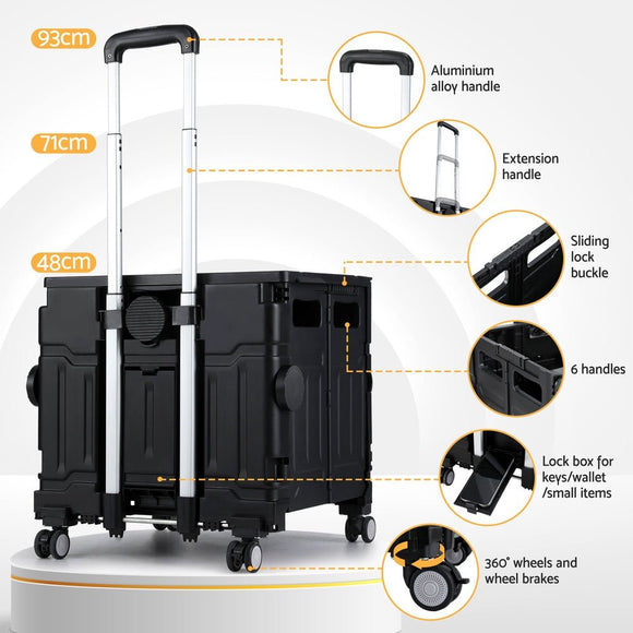Emajin Shopping Trolley Cart 75L Foldable Black - RnR Galore