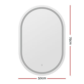 Embellir 2 LED Wall Mirror With Light 50X75CM Bathroom Decor Oval Mirrors Vanity - RnR Galore