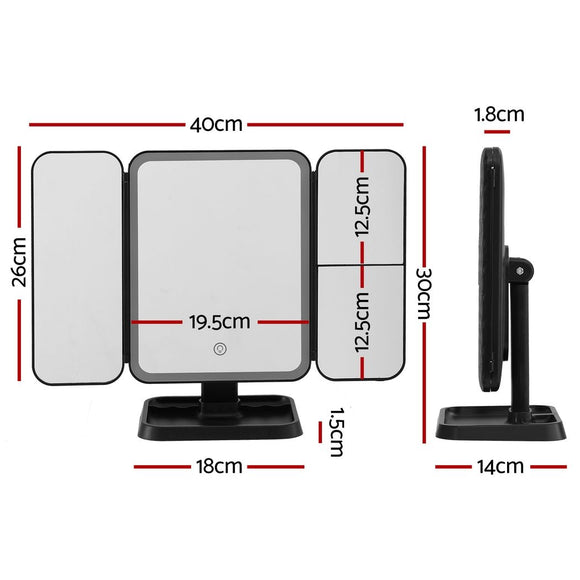 Embellir LED Makeup Mirror Tri - fold Lighted Vanity Mirrors 1X2X3X Magnifications - RnR Galore