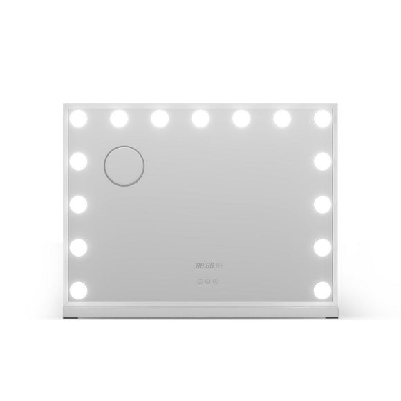 Embellir Makeup Mirror 58x45cm Hollywood Vanity with LED Light Tabletop White - RnR Galore