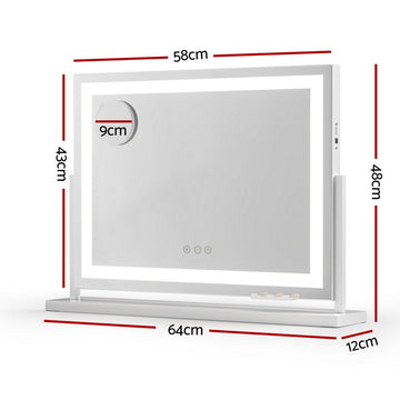 Embellir Makeup Mirror 58x46cm 360～ Rotatable Vanity Mirror with Lights Bright Light Strip Adjustable - RnR Galore