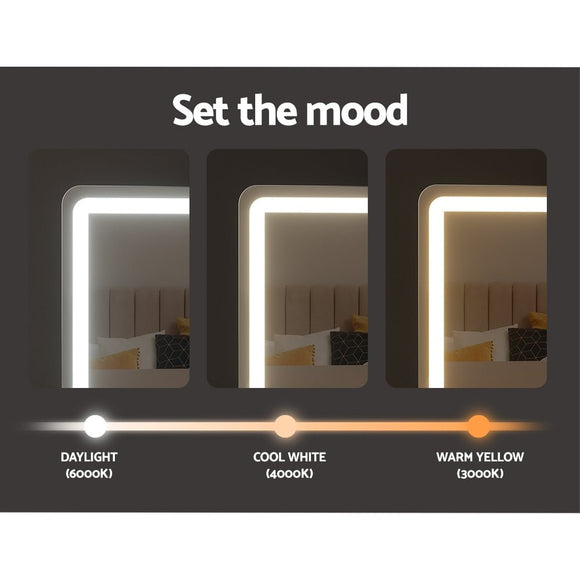 Embellir Makeup Mirror 60x50cm Hollywood Vanity with LED Light Tabletop Black - RnR Galore
