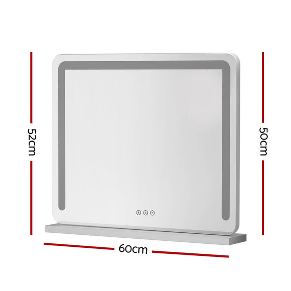 Embellir Makeup Mirror 60x50cm Hollywood Vanity with LED Light Tabletop White - RnR Galore