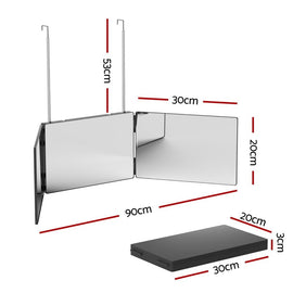 Embellir Trifold Mirror Makeup Portable with Height Adjustable 3 Way Telescoping Hook Hair Cutting Styling - RnR Galore