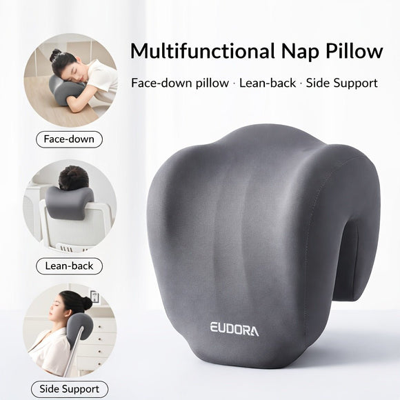 Ergonomic Multi - functional Nap Pillow - Desk Rest Pillow with Neck/Side Support, Memory Foam Cushion for Office, Home & Travel(GRAY) - RnR Galore