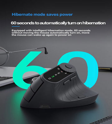 Ergonomic Vertical Mouse - 2.4G/Bluetooth Multi - Mode, LED Display, 57 - Degree Angle, & 400mAh Battery(Beige) - RnR Galore