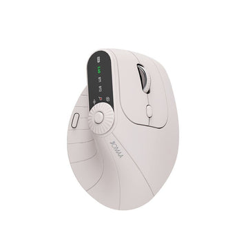 Ergonomic Vertical Mouse - 2.4G/Bluetooth Multi - Mode, LED Display, 57 - Degree Angle, & 400mAh Battery(Beige) - RnR Galore