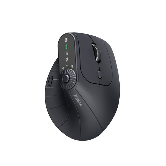 Ergonomic Vertical Mouse - 2.4G/Bluetooth Multi - Mode, LED Display, 57 - Degree Angle, & 400mAh Battery(Black) - RnR Galore