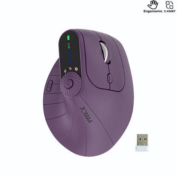 Ergonomic Vertical Mouse - 2.4G/Bluetooth Multi - Mode, LED Display, 57 - Degree Angle, & 400mAh Battery(Purple) - RnR Galore