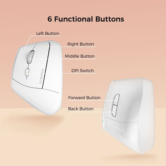 Ergonomic Vertical Mouse - Multi - Device Bluetooth5.0 & 2.4G Wireless, Adjustable DPI, Silent Click(green) - RnR Galore