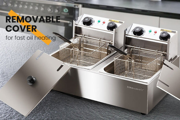 EuroChef Commercial Electric Deep Fryer Twin Frying Basket Chip Cooker Fry - RnR Galore