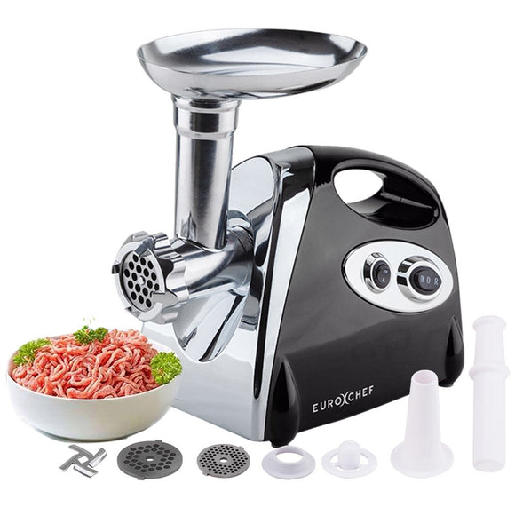 EUROCHEF Electric Meat Grinder, Stainless Steel Mincer Sausage Filler Kibbe Maker, Black - RnR Galore