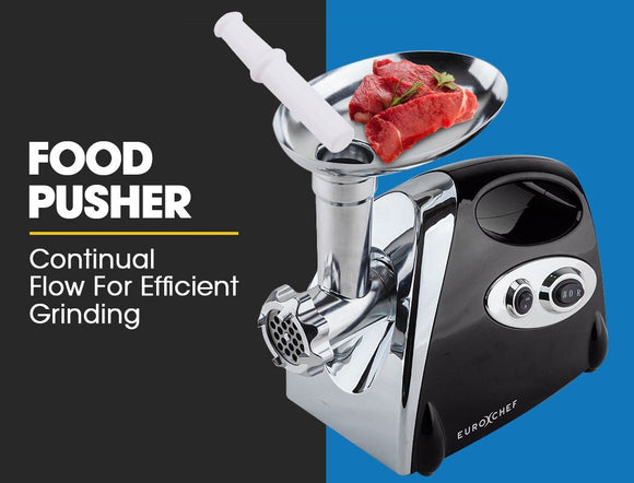 EUROCHEF Electric Meat Grinder, Stainless Steel Mincer Sausage Filler Kibbe Maker, Black - RnR Galore