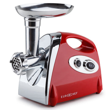 EUROCHEF Electric Meat Grinder, Stainless Steel Mincer Sausage Filler Kibbe Maker, Red - RnR Galore