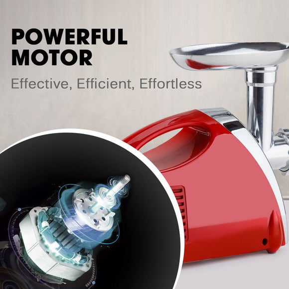 EUROCHEF Electric Meat Grinder, Stainless Steel Mincer Sausage Filler Kibbe Maker, Red - RnR Galore