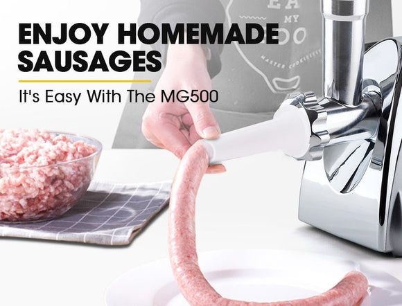 EUROCHEF Electric Meat Grinder, Stainless Steel Mincer Sausage Filler Kibbe Maker, Silver - RnR Galore