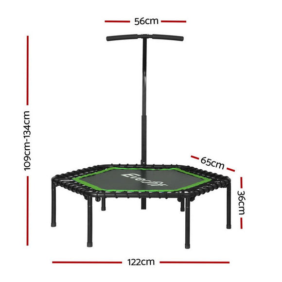 Everfit 48inch Hexagon Fitness Trampoline Rebounder Adjustable Handrail Green - RnR Galore