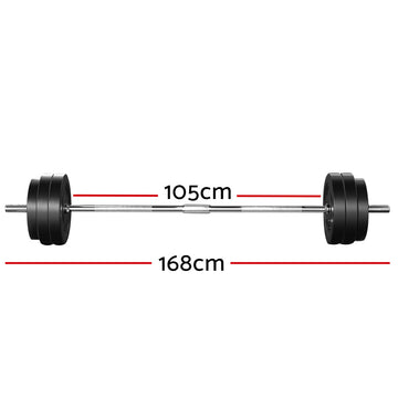 Everfit 58kg Barbell Set Weight Plates Bar Lifting Bench 168cm - RnR Galore