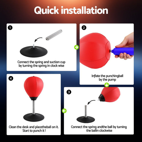 Everfit Desktop Punching Boxing Bag Stand Set with Pump Swivel Speed Balls - RnR Galore