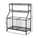 Everfit Sports Equipment Organizer Storage with Wheels Multi - Sport Garage Gym Black - RnR Galore