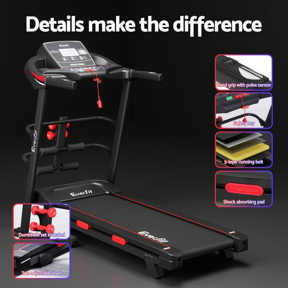 Everfit Treadmill Electric Home Gym Fitness Exercise Machine w/ Sit Up Bar 420mm - RnR Galore