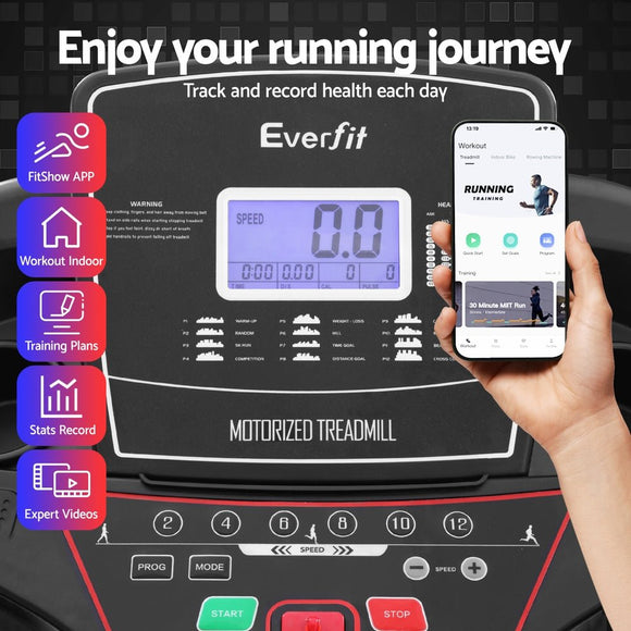 Everfit Treadmill Electric Home Gym Fitness Exercise Machine w/ Sit Up Bar 420mm - RnR Galore