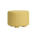 Fabric Ottoman Round Wooden Leg Foot Stool - MUSTARD YELLOW - RnR Galore