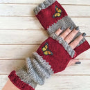 Fashion Color - Block Butterfly Embroidered Knit Gloves, Warm Fit 8.5×22cm, Practical Sweet Stylish Essential for Autumn/Winter Outfits(GREEN) - RnR Galore