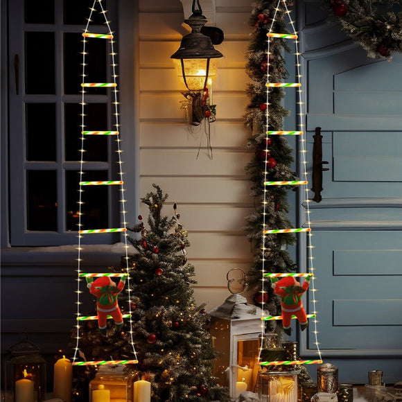 Festive Climbing Santa LED Ladder Light - USB Powered Outdoor Christmas Hanging Decoration with Remote(1.7m) - RnR Galore
