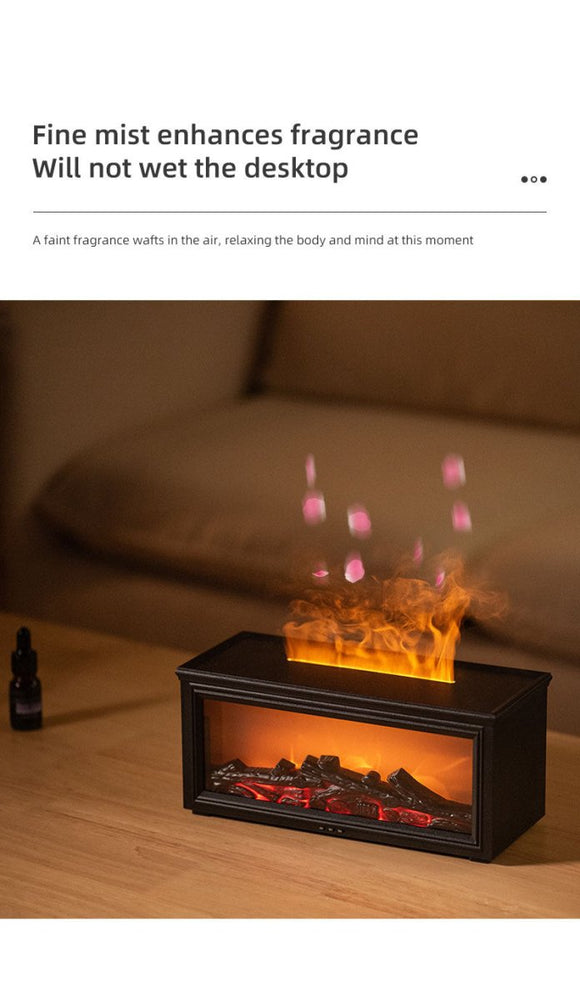 Fireplace Flame Effect Aroma Diffuser & Humidifier with 7 - Colour Light, Timer & Remote Control(black) - RnR Galore