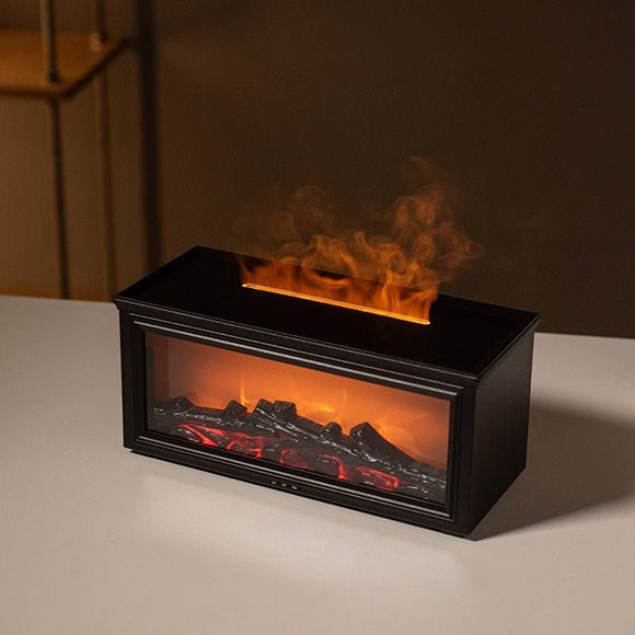 Fireplace Flame Effect Aroma Diffuser & Humidifier with 7 - Colour Light, Timer & Remote Control(black) - RnR Galore