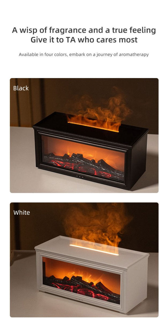 Fireplace Flame Effect Aroma Diffuser & Humidifier with 7 - Colour Light, Timer & Remote Control(Dark Wood Grain) - RnR Galore