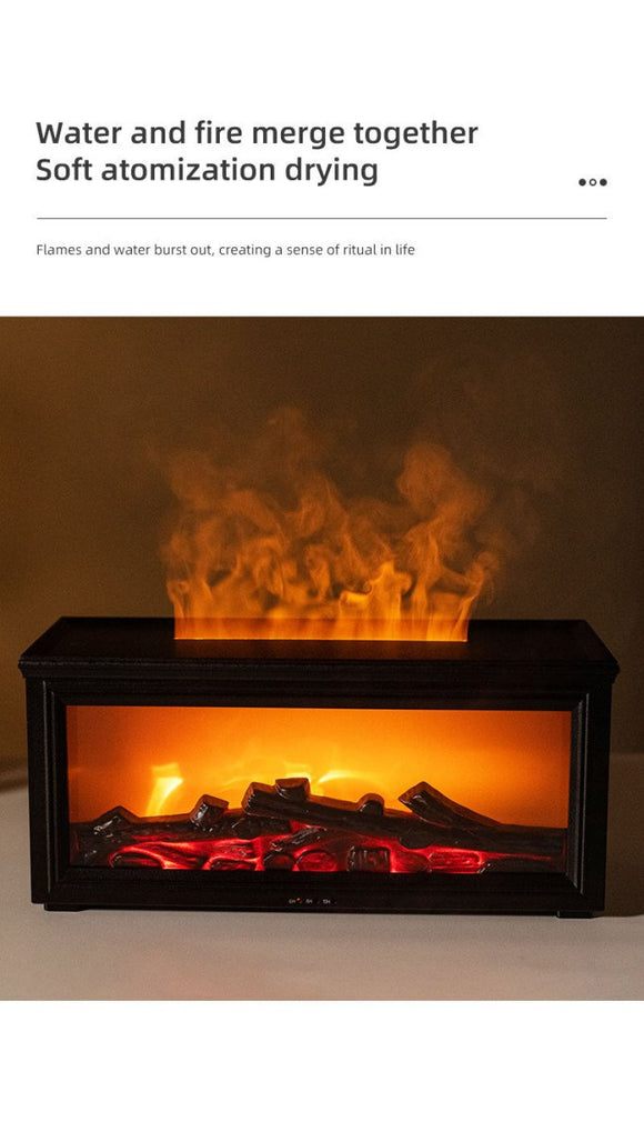 Fireplace Flame Effect Aroma Diffuser & Humidifier with 7 - Colour Light, Timer & Remote Control(Light Wood Grain) - RnR Galore