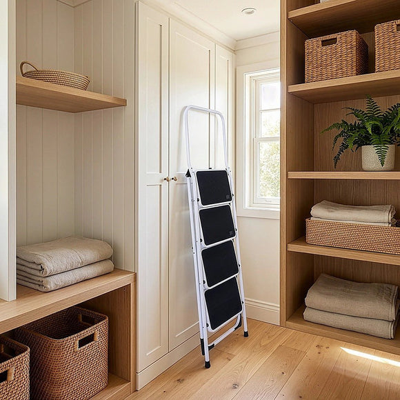 Foldable Non Slip 4 Step Steel Ladder - RnR Galore