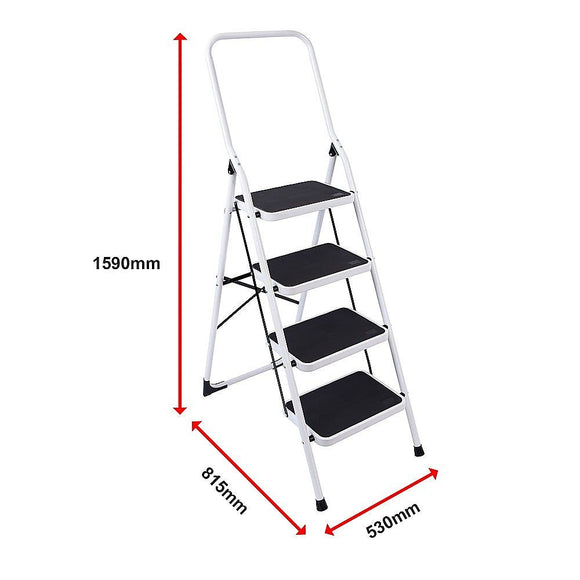 Foldable Non Slip 4 Step Steel Ladder - RnR Galore